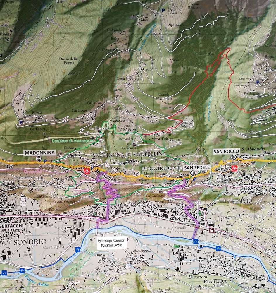 mappa di Montagna e comuni limitrofi mappa di Montagna e comuni limitrofi