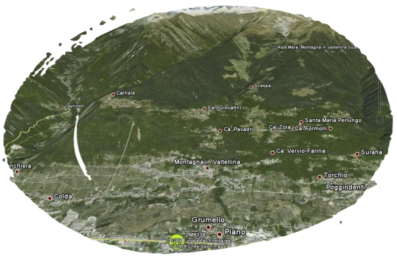 mappa territorio comunale di Montagna in Valtellina